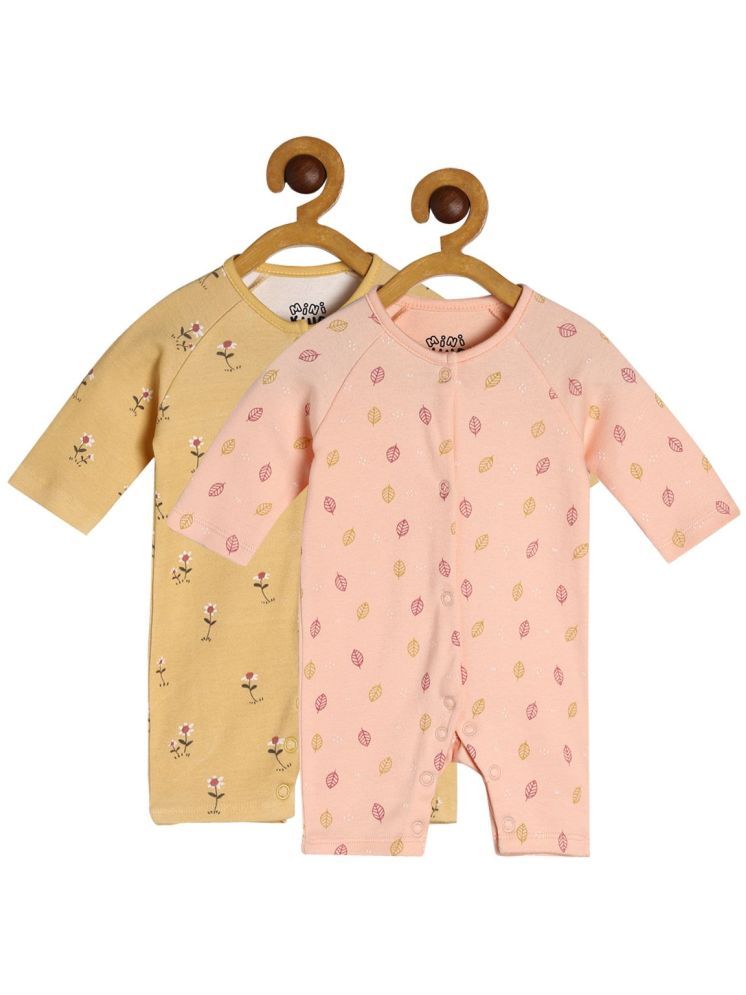     			MINI KLUB Multi Color Cotton Rompers For Baby Girl ( Pack of 2 )