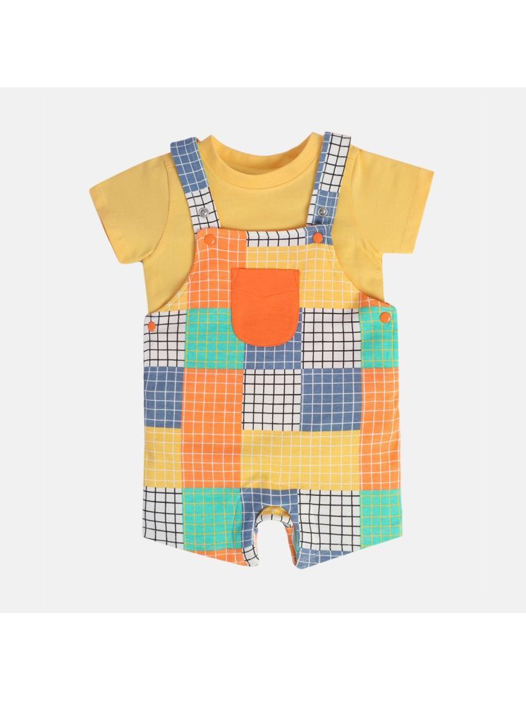     			MINI KLUB Orange Cotton Baby Boy Dungaree Sets ( Pack of 1 )