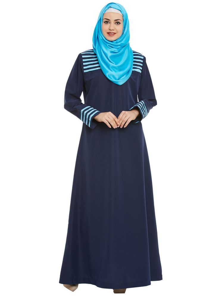     			Momin Libas Blue Polyester Stitched Burqas without Hijab - Single