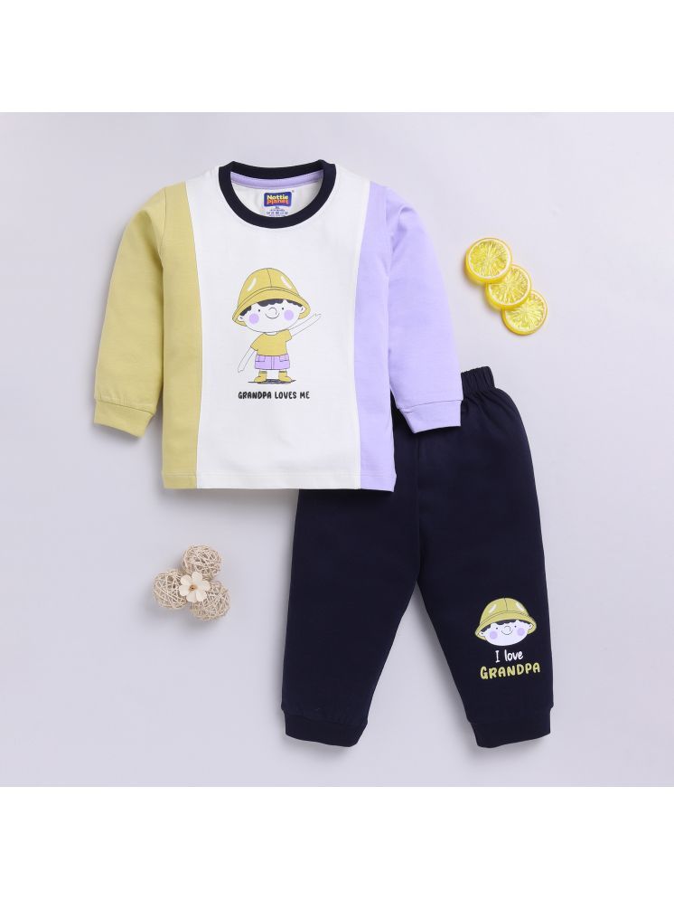     			Nottie planet Navy Cotton Baby Boy T-Shirt & Pyjama Set ( Pack of 1 )