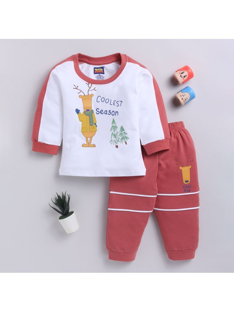     			Nottie planet Rust Cotton Baby Boy T-Shirt & Pyjama Set ( Pack of 1 )