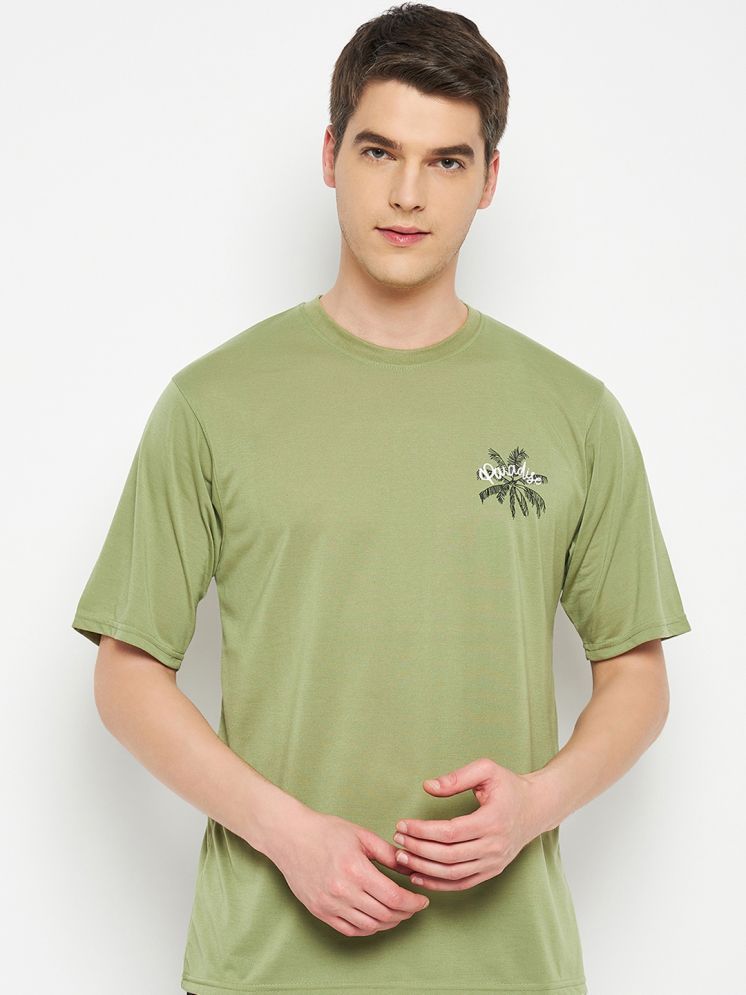     			RELANE Cotton Blend Oversized Fit Printed Half Sleeves Men's Round T-Shirt - Olive ( Pack of 1 )