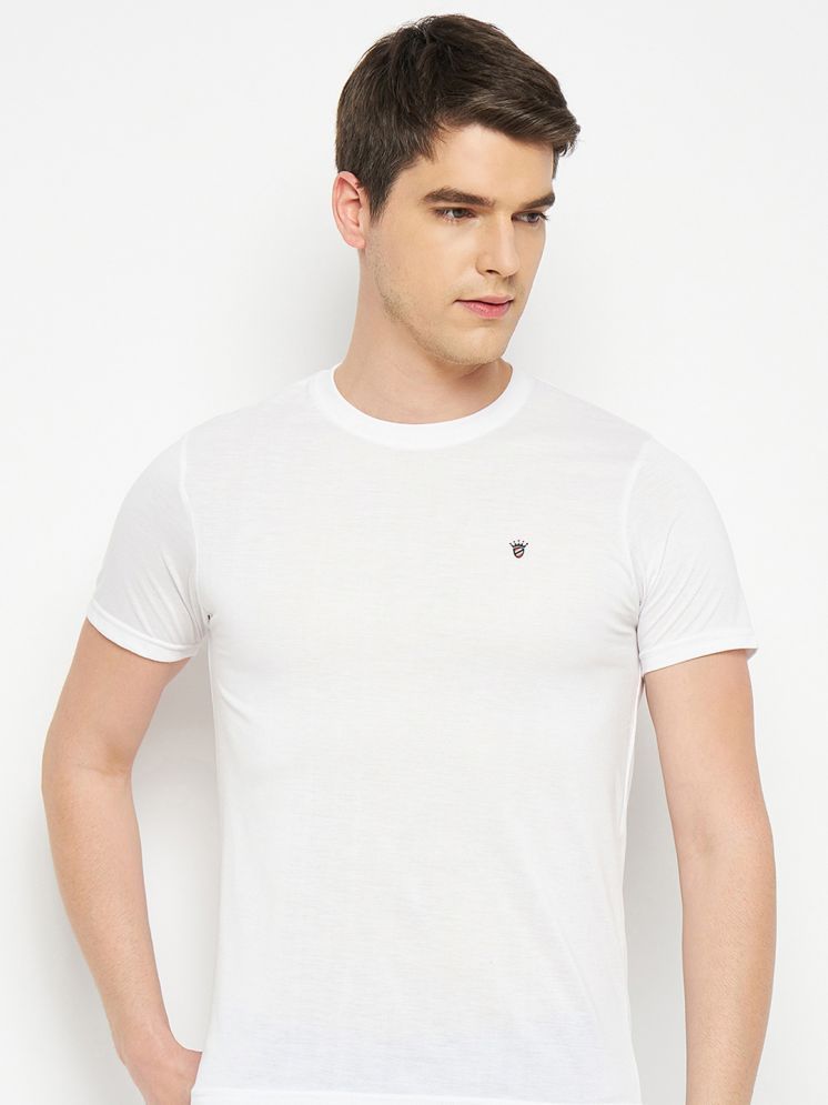     			RELANE Cotton Blend Regular Fit Solid Half Sleeves Men's Round T-Shirt - White ( Pack of 1 )