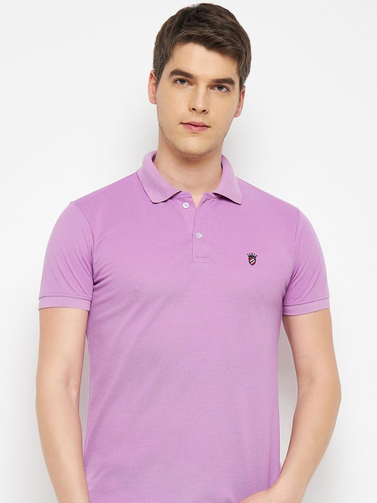     			RELANE Pack of 1 Cotton Blend Regular Fit Solid Half Sleeves Men's Polo T Shirt ( Lavender )