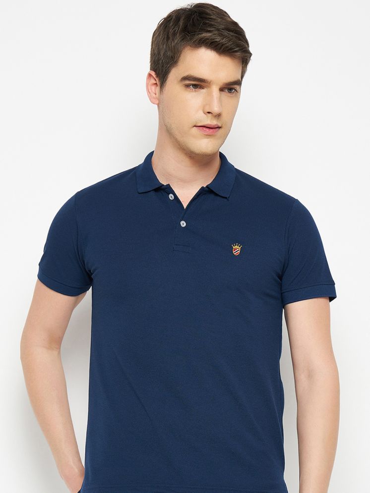     			RELANE Cotton Blend Regular Fit Solid Half Sleeves Men's Polo T Shirt - Navy ( Pack of 1 )