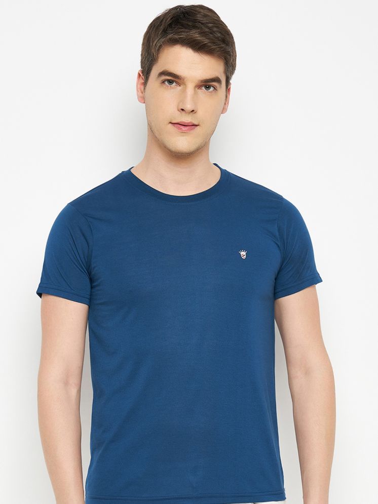     			RELANE Cotton Blend Regular Fit Solid Half Sleeves Men's Round T-Shirt - Navy Blue ( Pack of 1 )