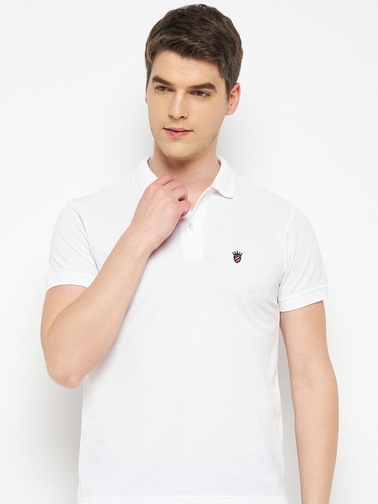     			RELANE Cotton Blend Regular Fit Solid Half Sleeves Men's Polo T Shirt - White ( Pack of 1 )