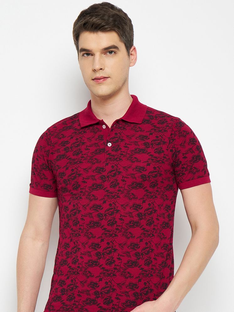     			RELANE Pack of 1 Cotton Blend Regular Fit Printed Half Sleeves Men's Polo T Shirt ( Maroon )