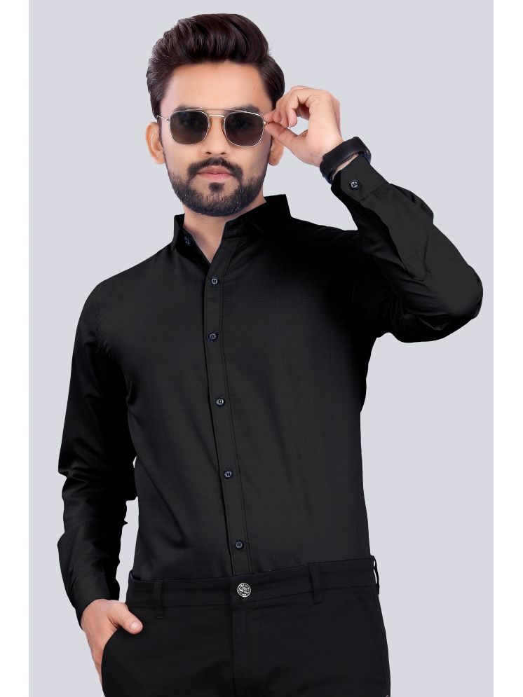     			S.K. CASUAL Cotton Blend Regular Fit Full Sleeves Men's Formal Shirt - Black ( Pack of 1 )