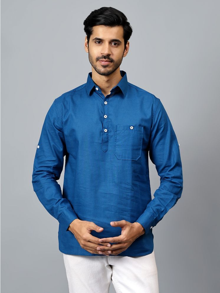     			Yugnik Dark Indigo Cotton Men's Regular Kurta ( Pack of 1 )