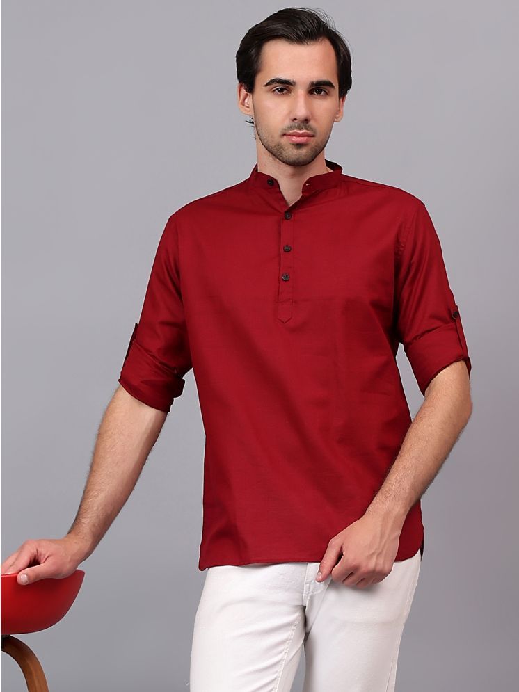     			Yugnik Maroon Cotton Men's Regular Kurta ( Pack of 1 )