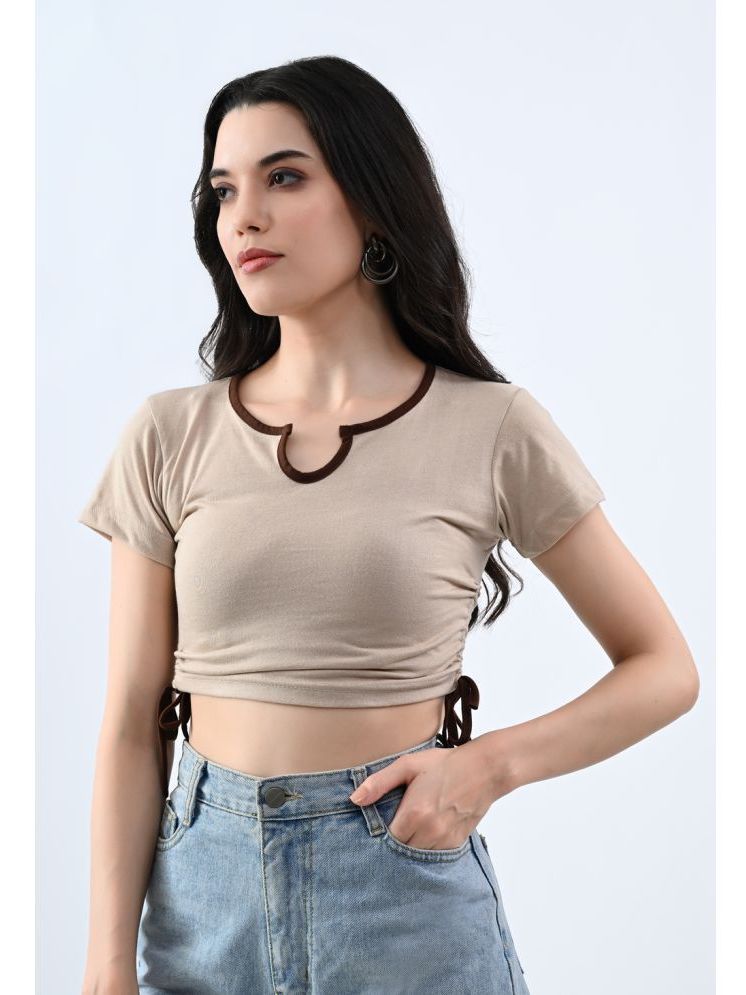     			clafoutis Beige Cotton Women's Crop Top ( Pack of 1 )