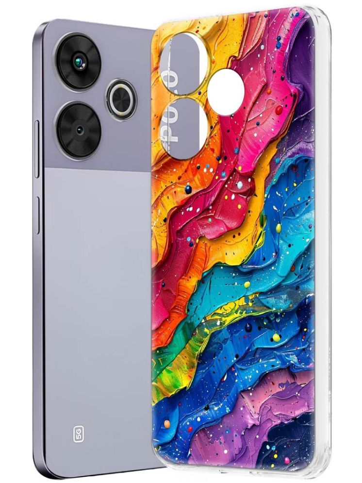     			NBOX Multicolor Printed Back Cover Silicon Compatible For Poco M6 Plus 5G ( Pack of 1 )