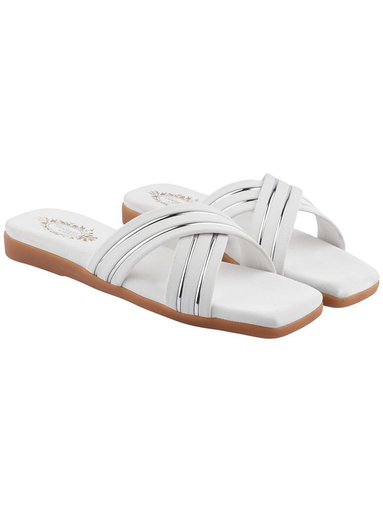     			Shoetopia White Women's Flats