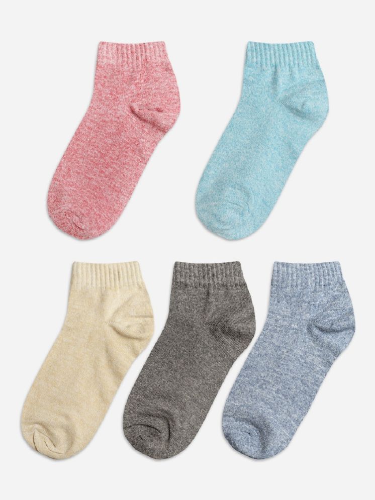     			Texlon Multicolor Cotton Girl's Ankle Length Socks ( Pack of 5 )