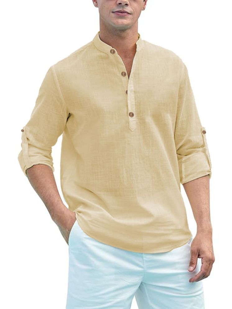     			Vida Loca Beige Cotton Blend Men's Shirt Style Kurta ( Pack of 1 )