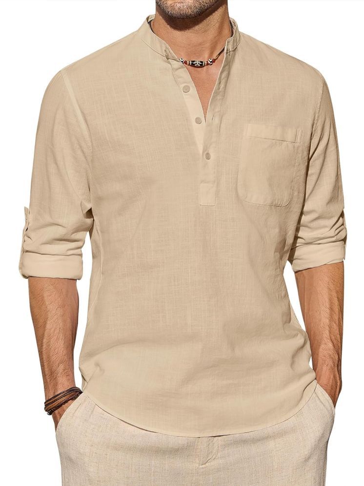     			Vida Loca Beige Cotton Blend Men's Shirt Style Kurta ( Pack of 1 )