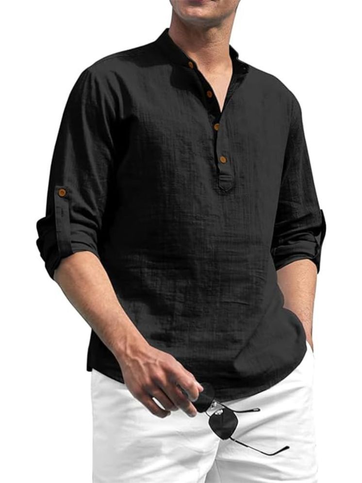     			Vida Loca Black Cotton Blend Men's Shirt Style Kurta ( Pack of 1 )