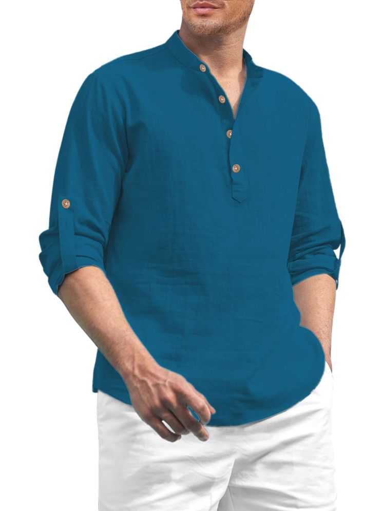     			Vida Loca Indigo Cotton Blend Men's Shirt Style Kurta ( Pack of 1 )