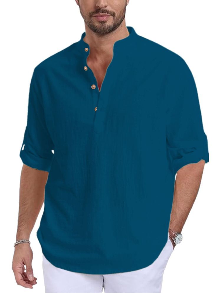     			Vida Loca Indigo Cotton Blend Men's Shirt Style Kurta ( Pack of 1 )