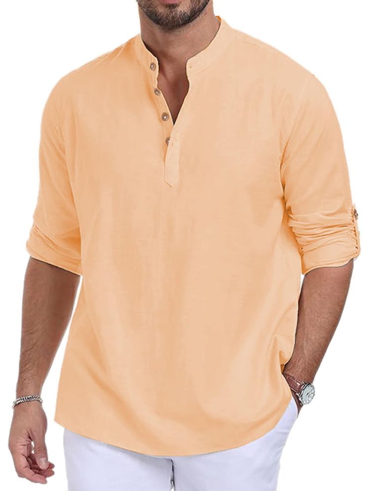     			Vida Loca Orange Cotton Blend Men's Shirt Style Kurta ( Pack of 1 )