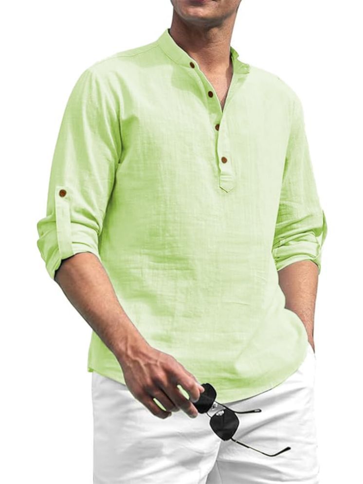     			Vida Loca Sea Green Cotton Blend Men's Shirt Style Kurta ( Pack of 1 )