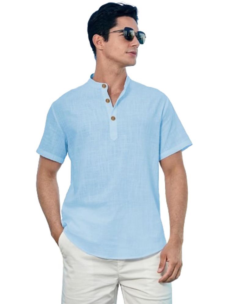     			Vida Loca Sky Blue Cotton Blend Men's Shirt Style Kurta ( Pack of 1 )