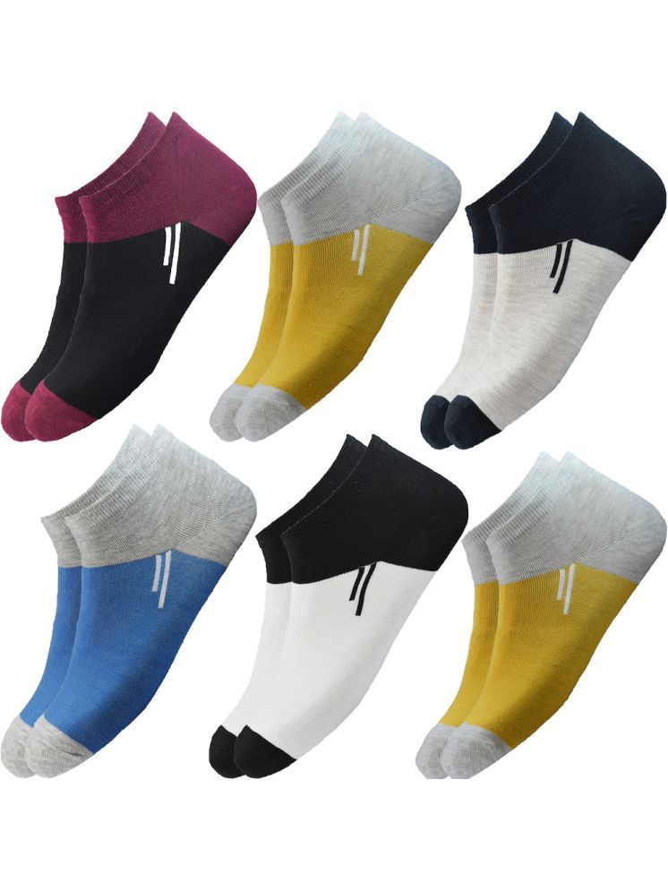     			hicode Blended Men's Colorblock Multicolor Ankle Length Socks ( Pack of 6 )