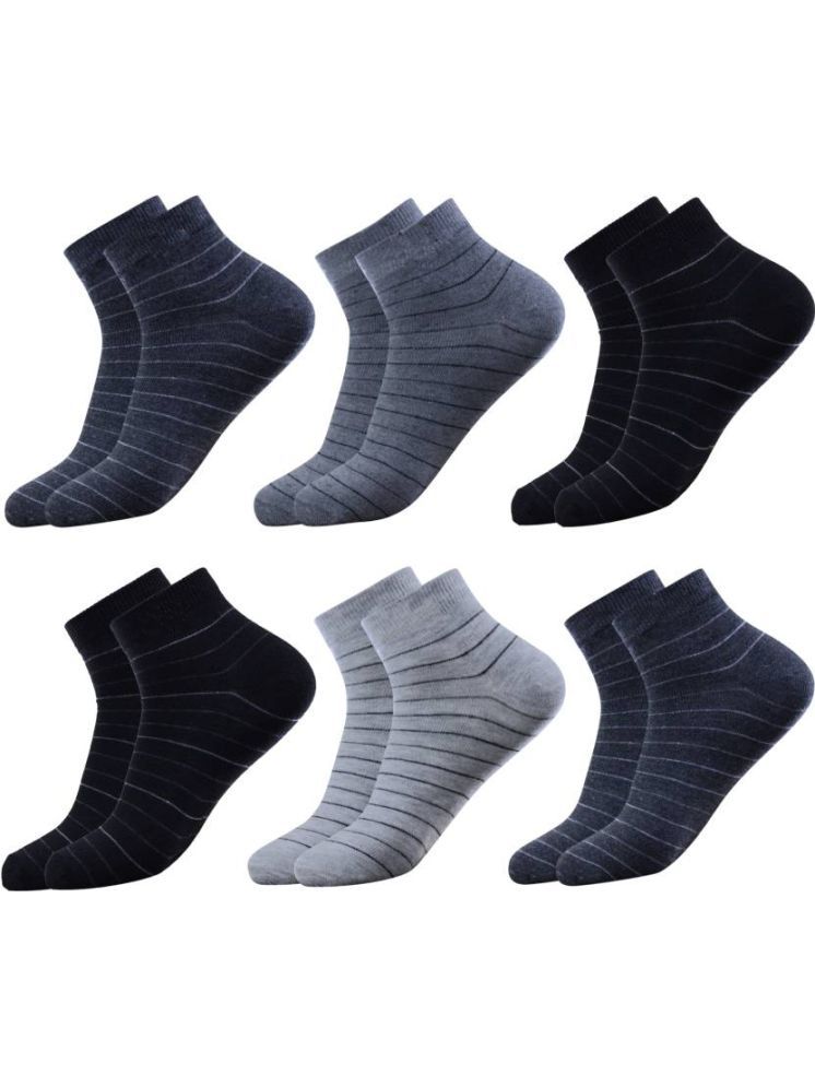     			hicode Blended Men's Striped Multicolor Ankle Length Socks ( Pack of 6 )