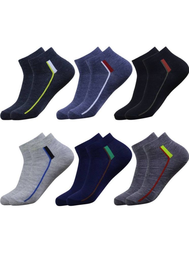     			hicode Blended Men's Striped Multicolor Ankle Length Socks ( Pack of 6 )