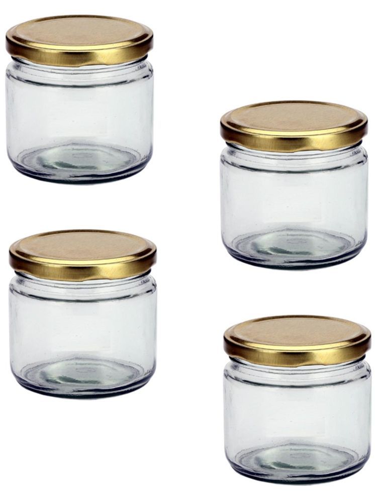     			1st Time Glass Container Jar Glass Transparent Cookie Container ( Set of 4 )