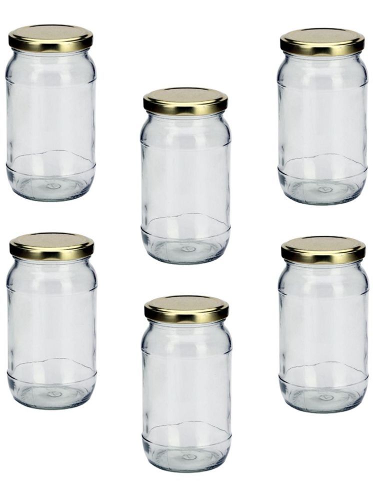     			1st Time Glass Container Jar Glass Transparent Cookie Container ( Set of 6 )