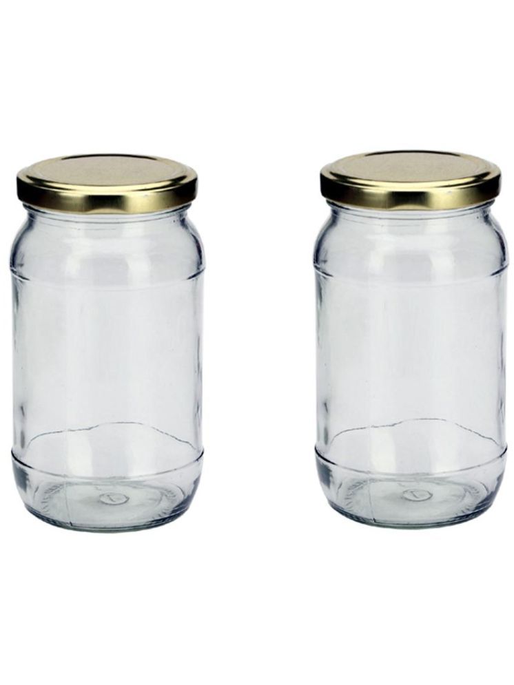     			1st Time Glass Container Jar Glass Transparent Cookie Container ( Set of 2 )