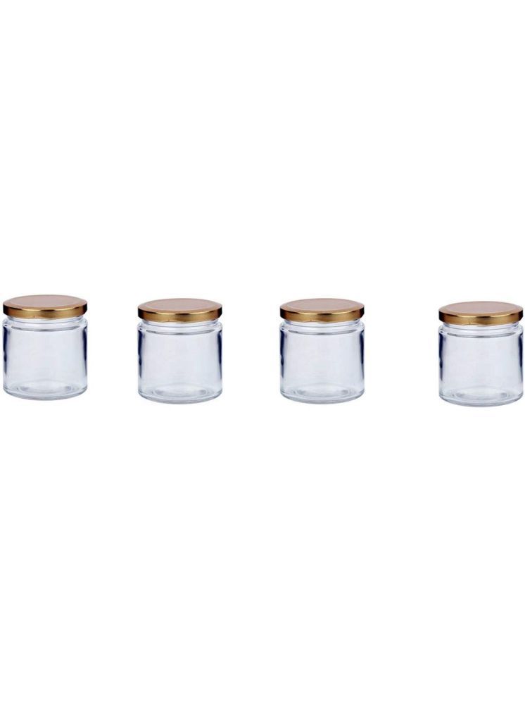     			1st Time Glass Container Jar Glass Transparent Cookie Container ( Set of 4 )