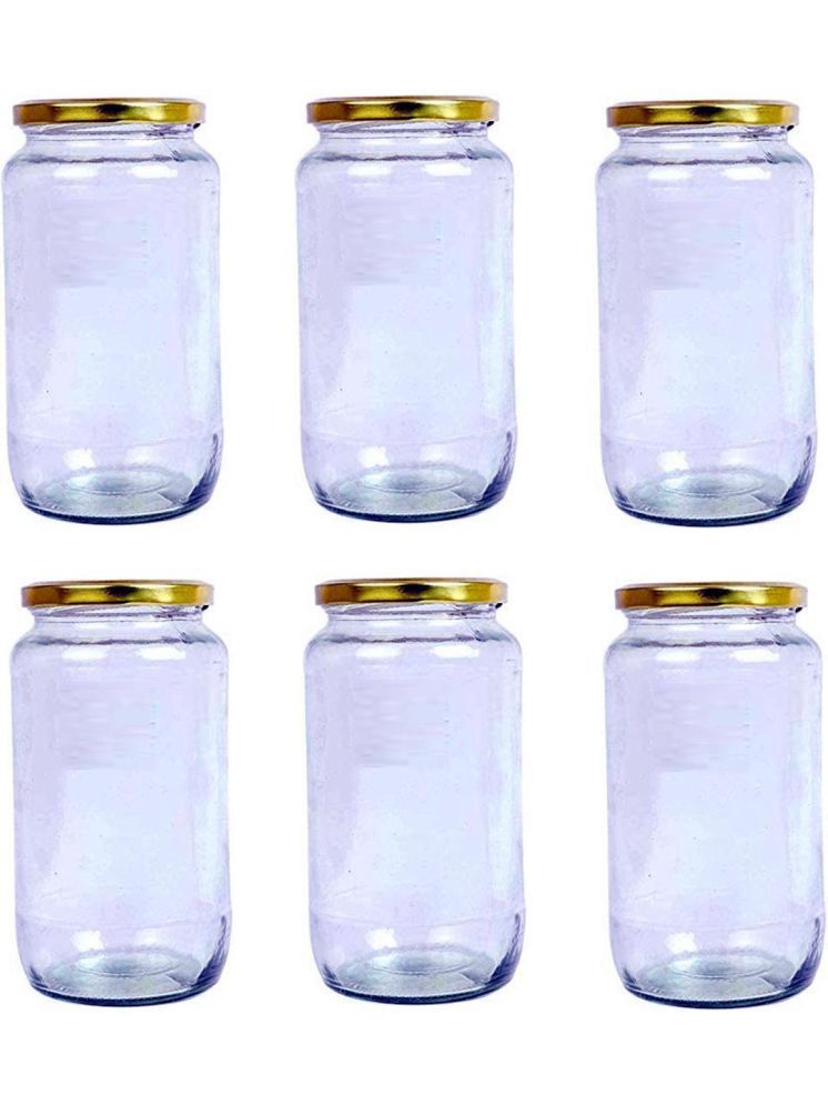     			1st Time Glass Container Jar Glass Transparent Cookie Container ( Set of 6 )