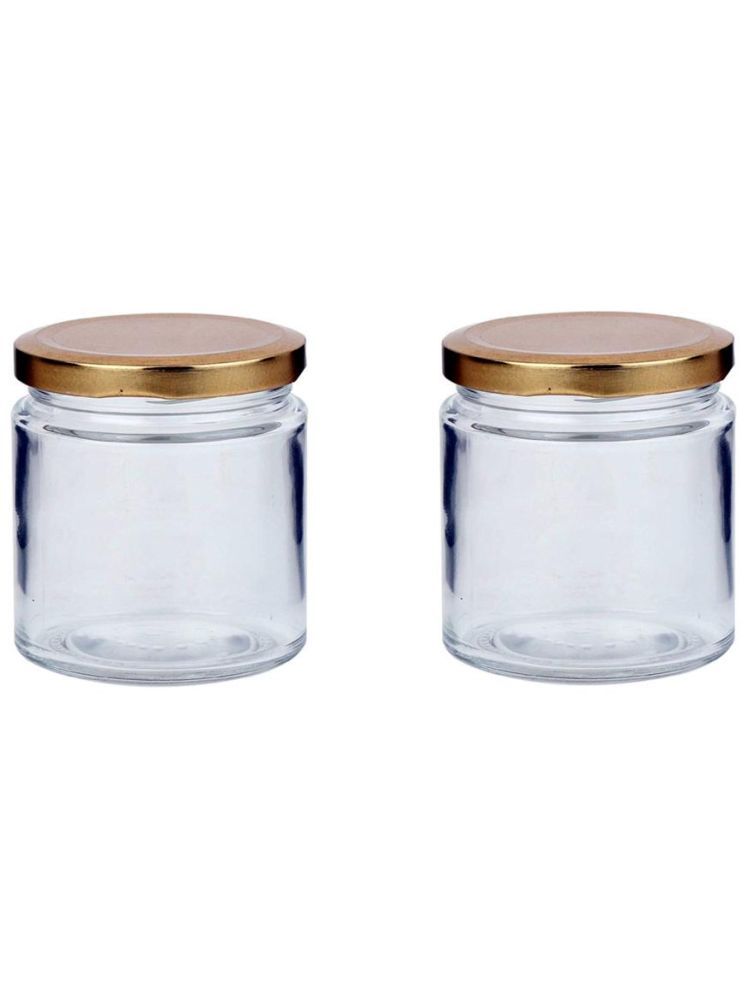     			1st Time Glass Container Jar Glass Transparent Cookie Container ( Set of 2 )