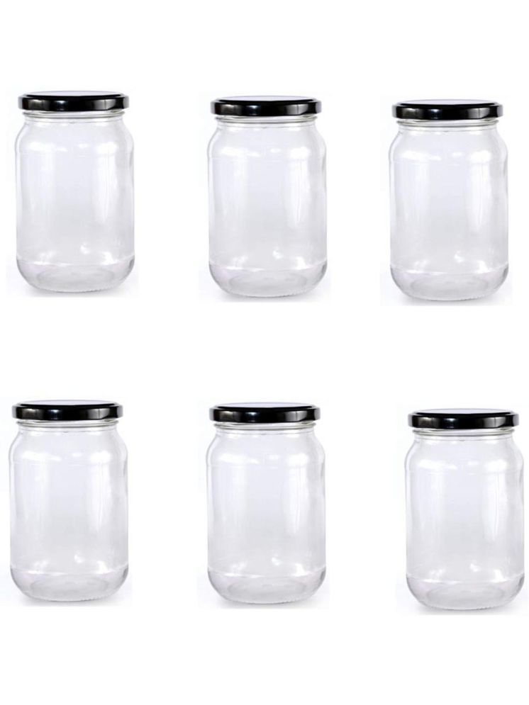     			1st Time Glass Container Jar Glass Transparent Cookie Container ( Set of 6 )