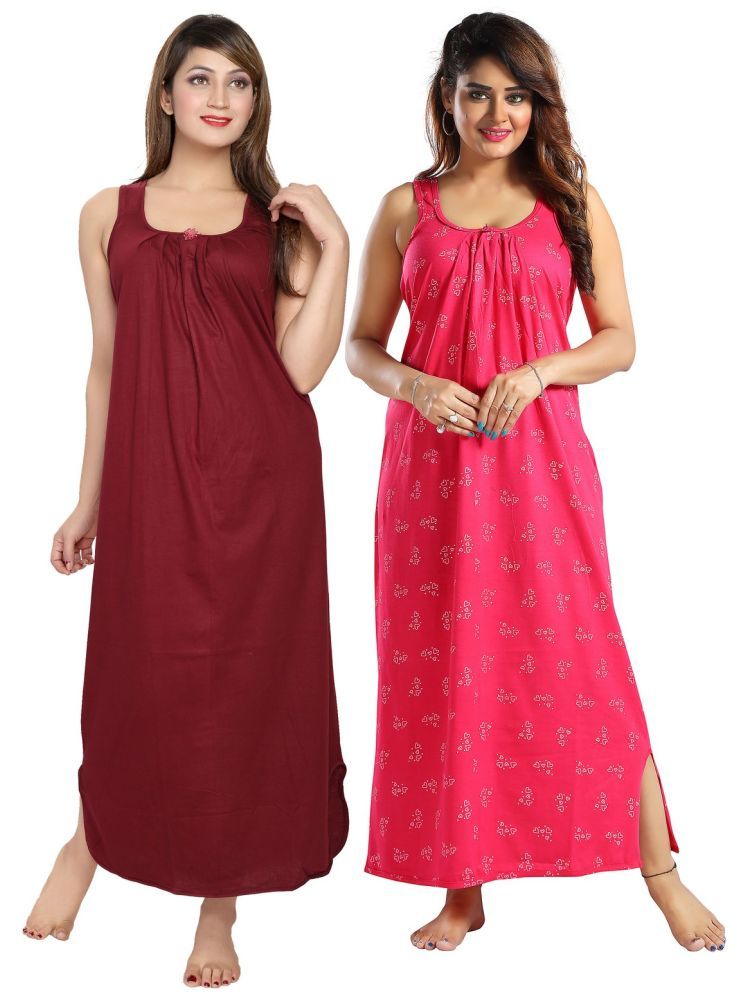     			Cinco Multicolor Cotton Blend Women's Nightwear Nighty & Night Gowns ( Pack of 2 )