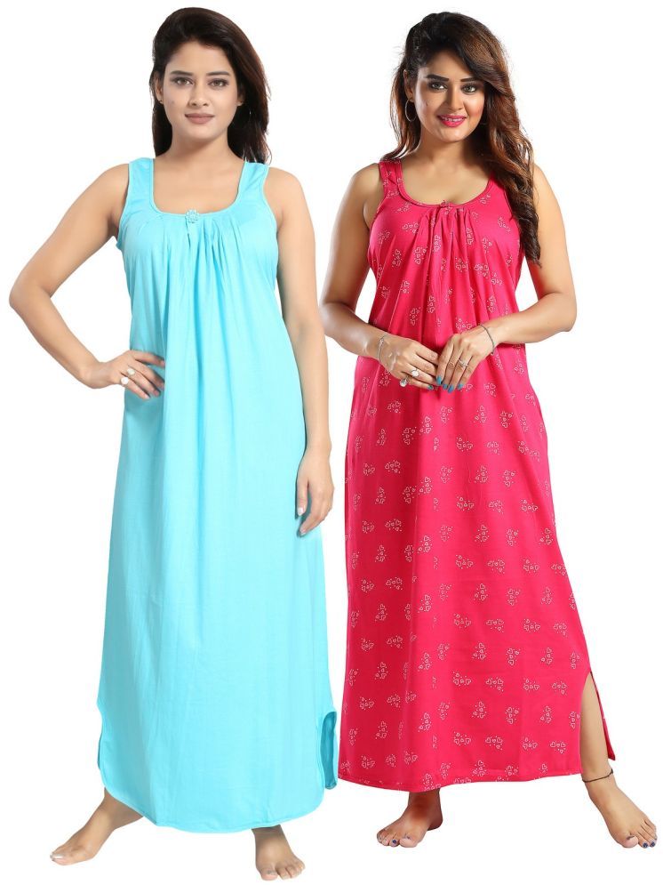     			Cinco Multicolor Cotton Blend Women's Nightwear Nighty & Night Gowns ( Pack of 2 )