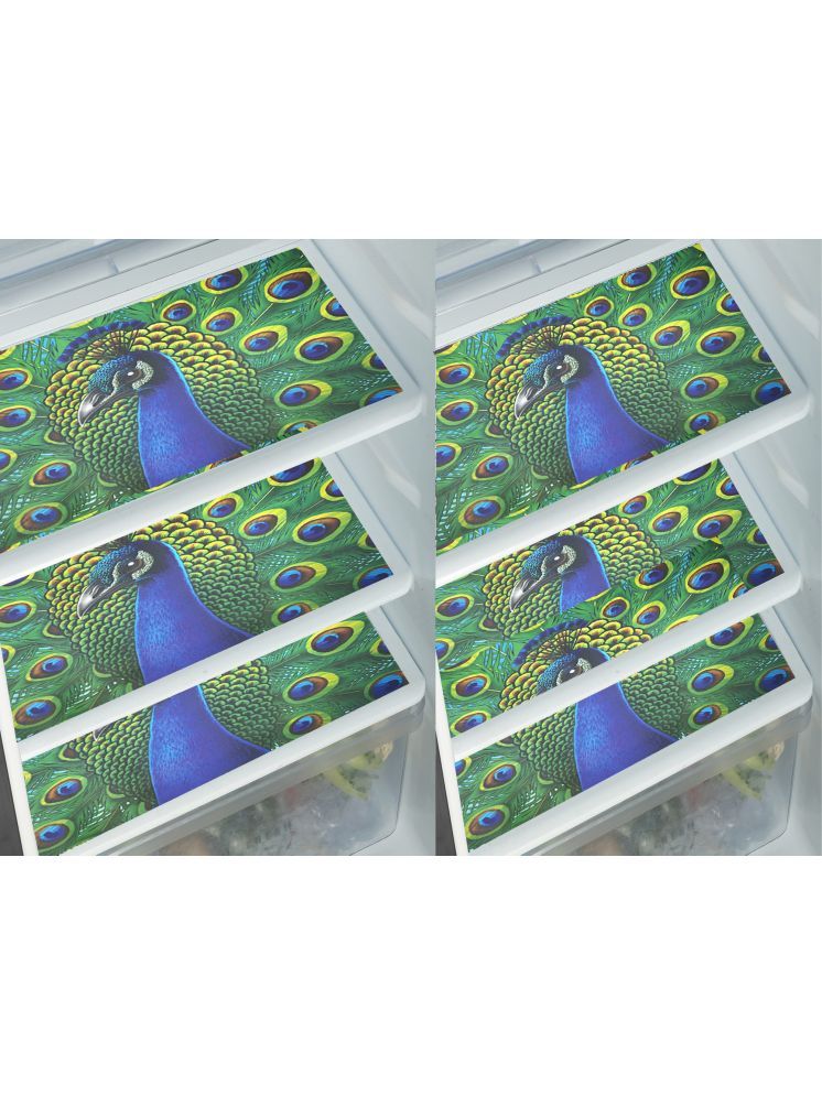     			Crosmo PVC Birds Fridge Mats ( 45 30 ) Pack of 6 - Green