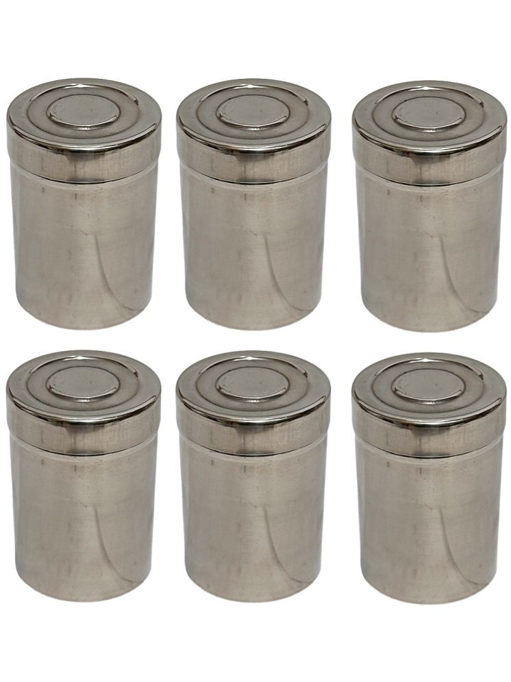     			Dynore 6 Mini Storage Dabbi Steel Silver Utility Container ( Set of 6 )