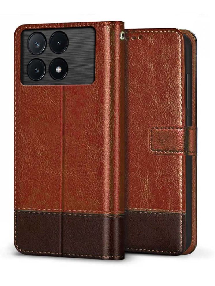     			Fashionury Brown Flip Cover Artificial Leather Compatible For POCO X6 Pro 5G ( Pack of 1 )