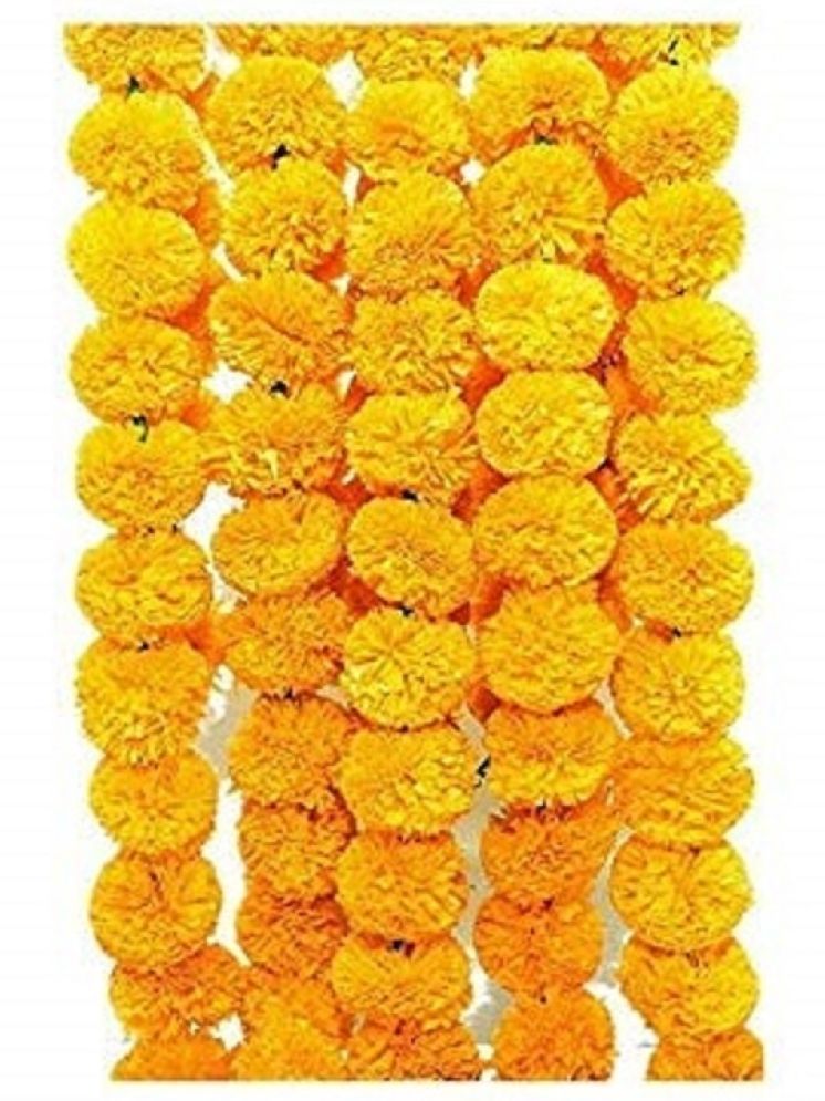     			Green plant indoor - Yellow Marigold Artificial Garland ( Pack of 5 )