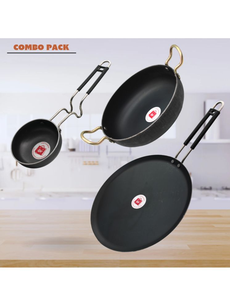     			LAZYWINDOW Black Iron No Coating Cookware Sets ( Set of 3 )