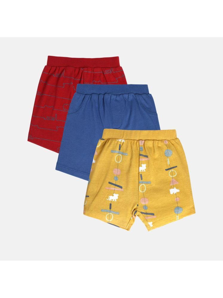     			Miniklub Baby Boys  Thigh Length Knit Shorts, Pack of 3 (Red/Blue/Yellow Color)