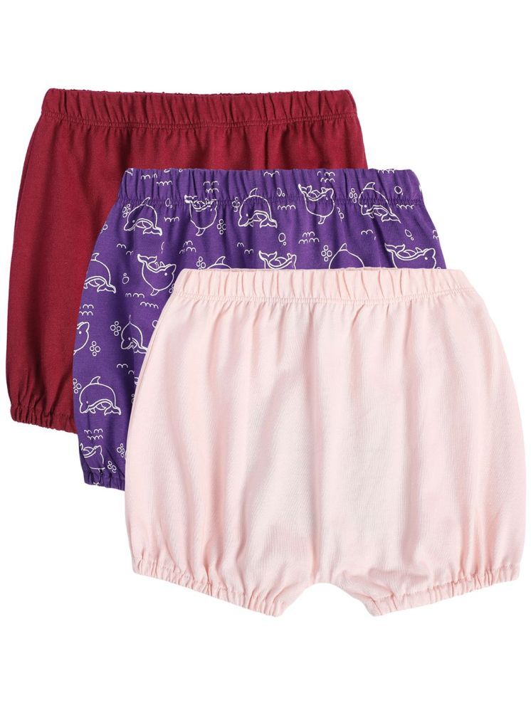     			Miniklub Baby Girls  Elasticated Knit Shorts, Pack of 3 (Multi Color)