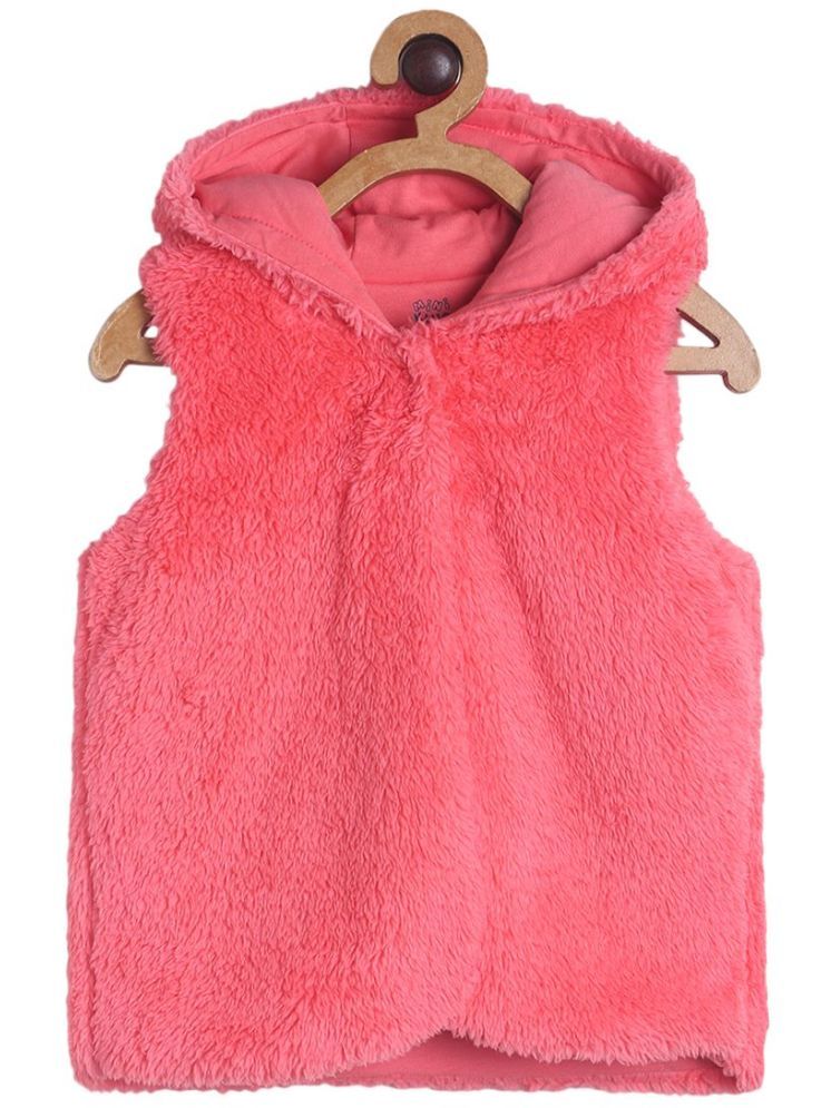     			Miniklub Baby Girls Hooded Sleeveless Knit Shrug (Coral Color)