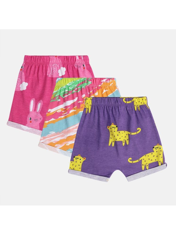     			Miniklub Baby Girls Knit Shorts, Pack of 3 (Multi Color)