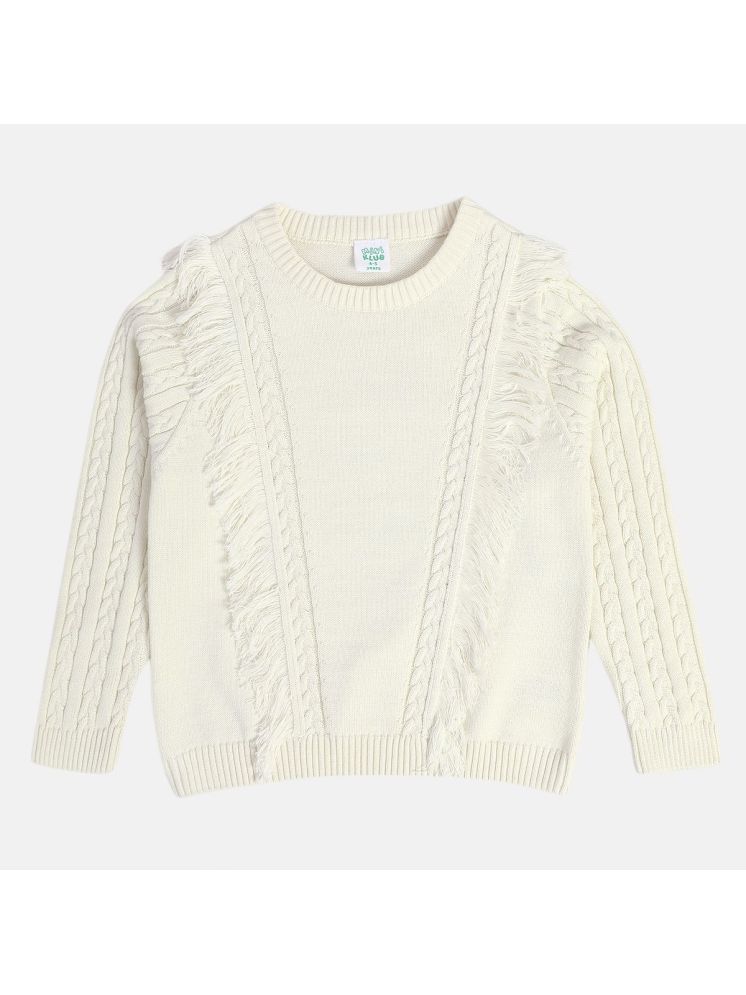     			Miniklub Girls Round Neck Full Sleeve Knit Sweater (Off White Color)