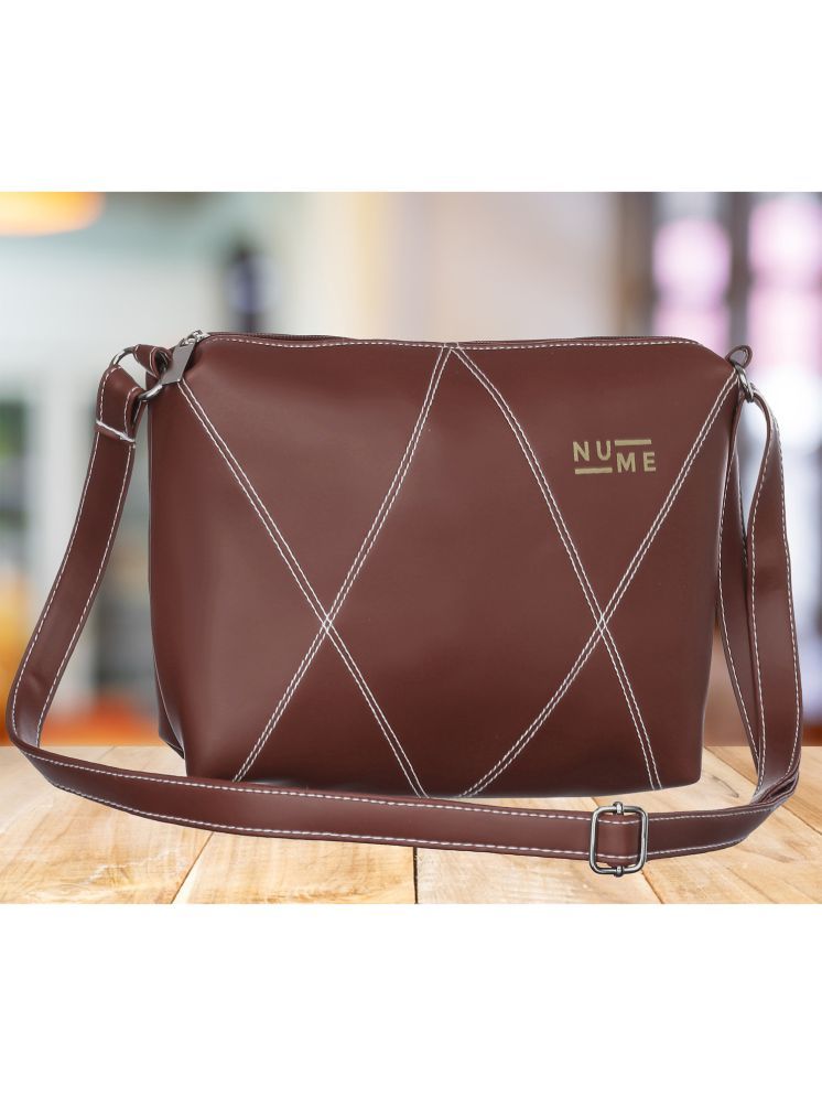     			NuMe Brown PU Sling Bag